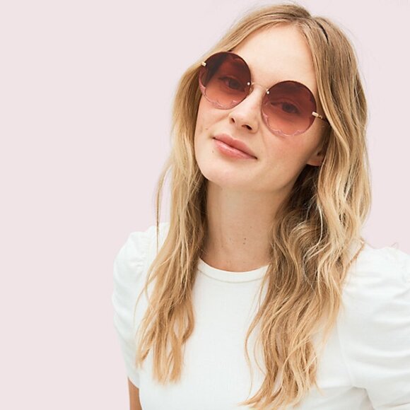 NWOT Kate Spade pink red glitter flower outline lens sunglasses - Picture 1 of 13